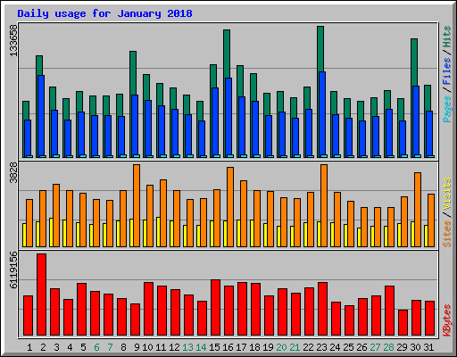 Daily usage for January 2018