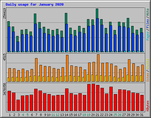 Daily usage for January 2020