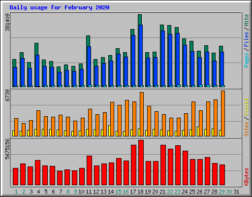 Daily usage for February 2020
